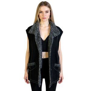 Vintage Pelle Nova di Riviera Shearling Vest – Women’s Black Leather Outerwear